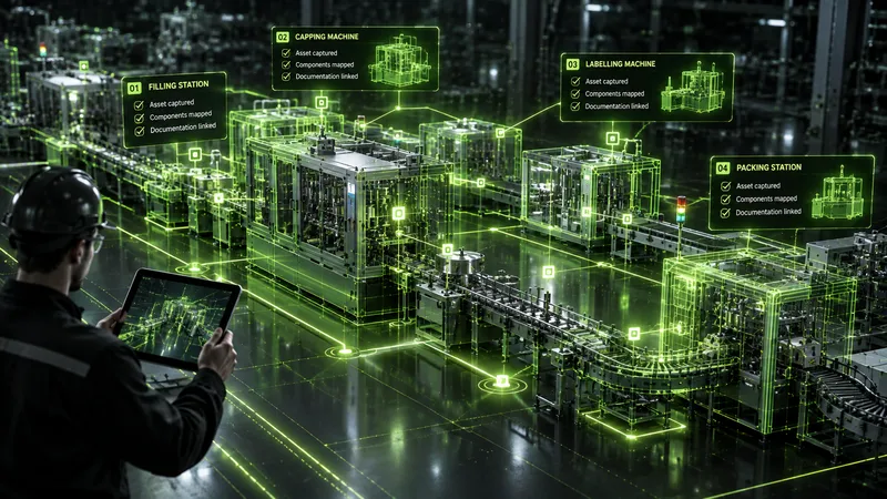 A production line mapped machine by machine in Command Centre, each asset captured with its components and documentation